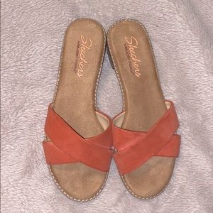 Sketcher Dress Sandals- Suede Coral